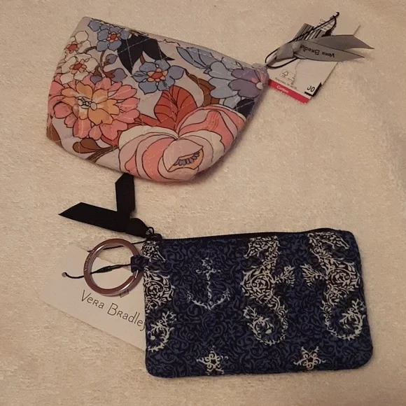 Vera Bradley bundle zip ID case & coin purse prints aloha blooms seahorse of cou - Picture 3 of 5